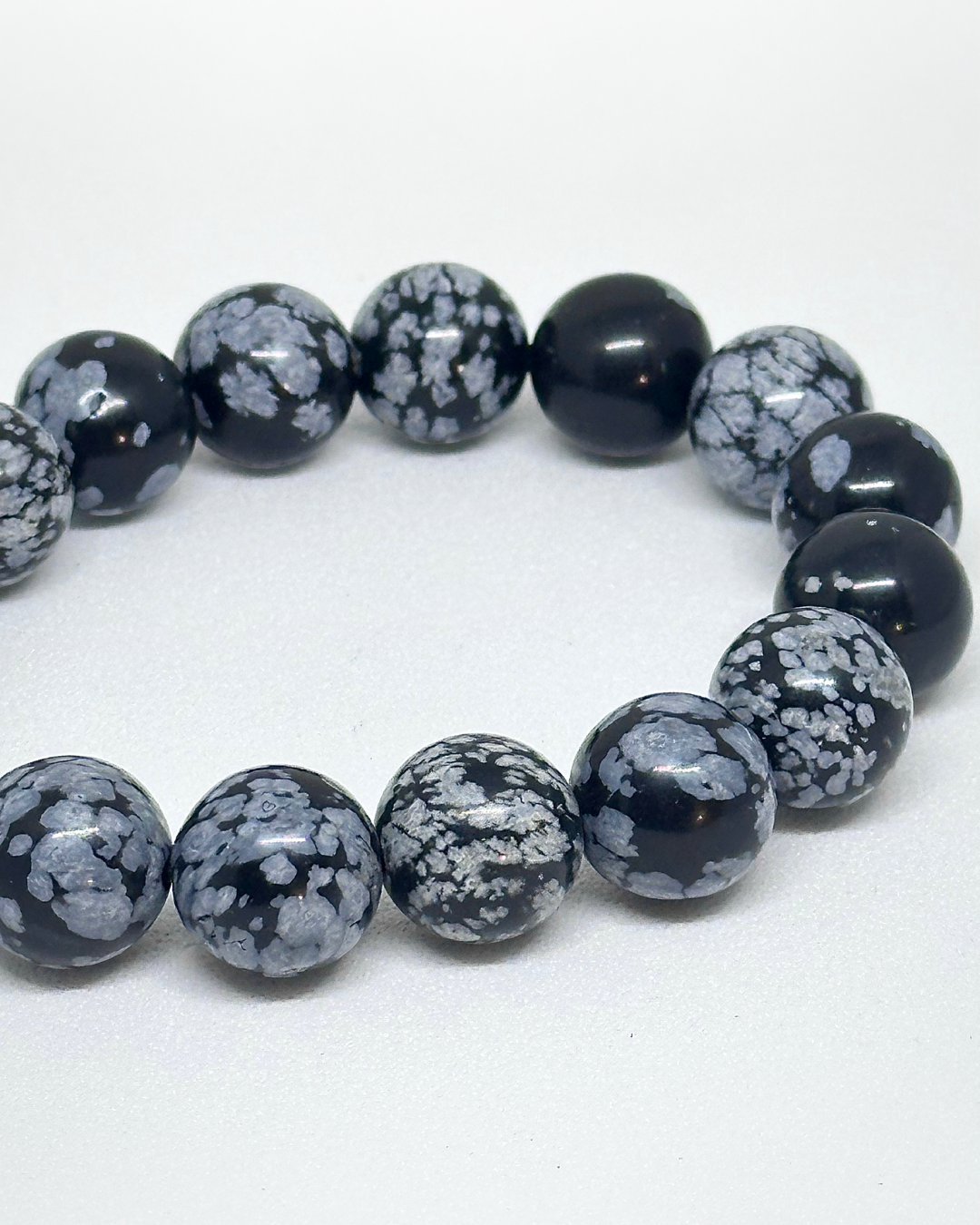Snowflake Obsidian Bracelet 12mm