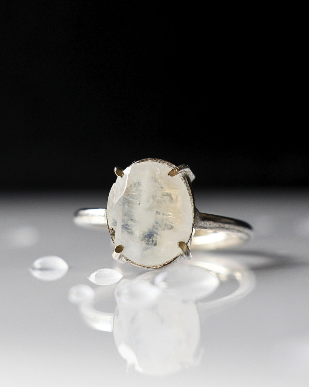 Faceted Moonstone Adjustable Ring