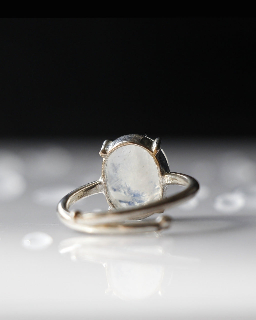Faceted Moonstone Adjustable Ring