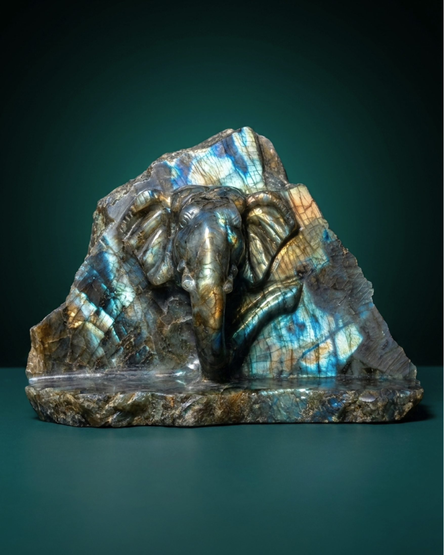Labradorite Elephant Carving Sculpture