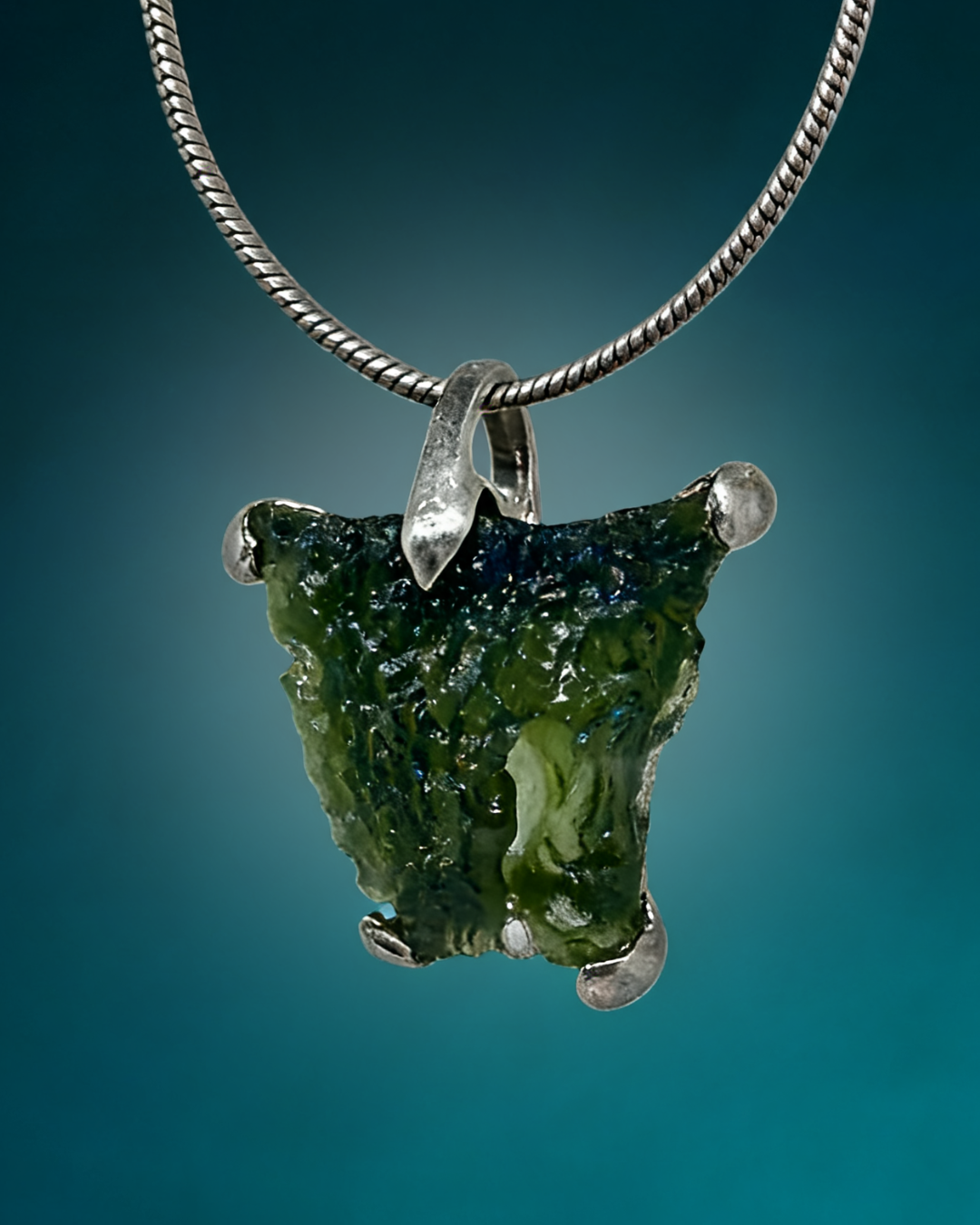 Raw Edge Moldavite Pendant