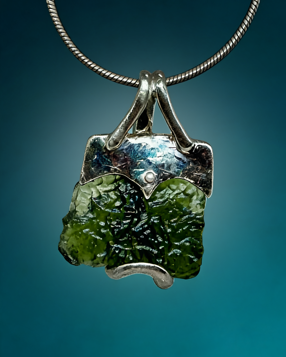 Arched Bail Moldavite Pendant