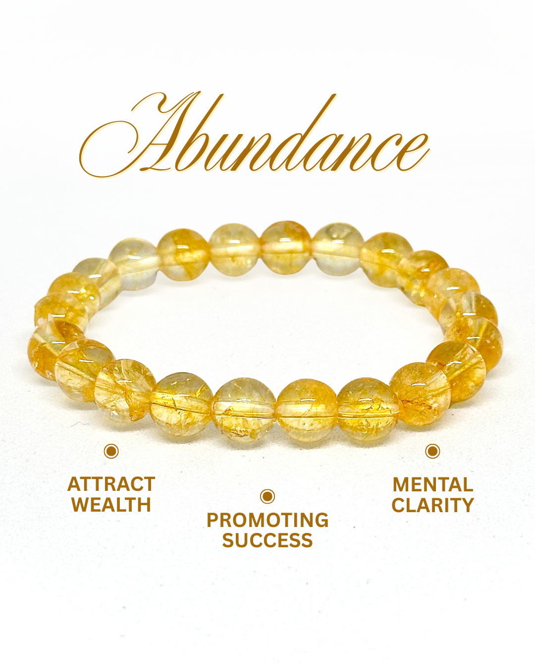 Yellow beaded Citrine bracelet with text on a white background