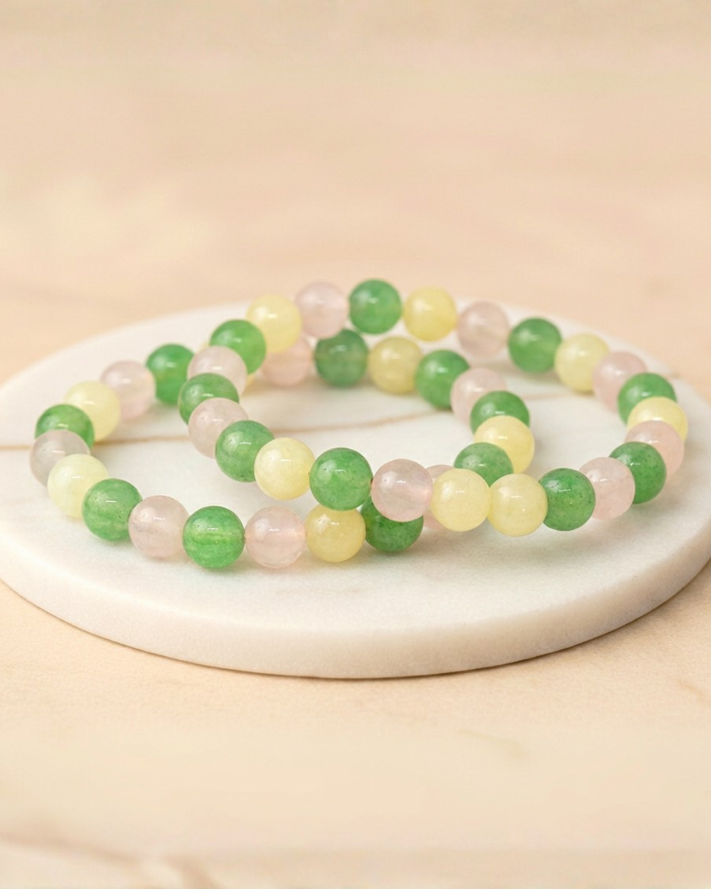 Green Aventurine, Yellow Aventurine, & Rose Quartz Bracelet