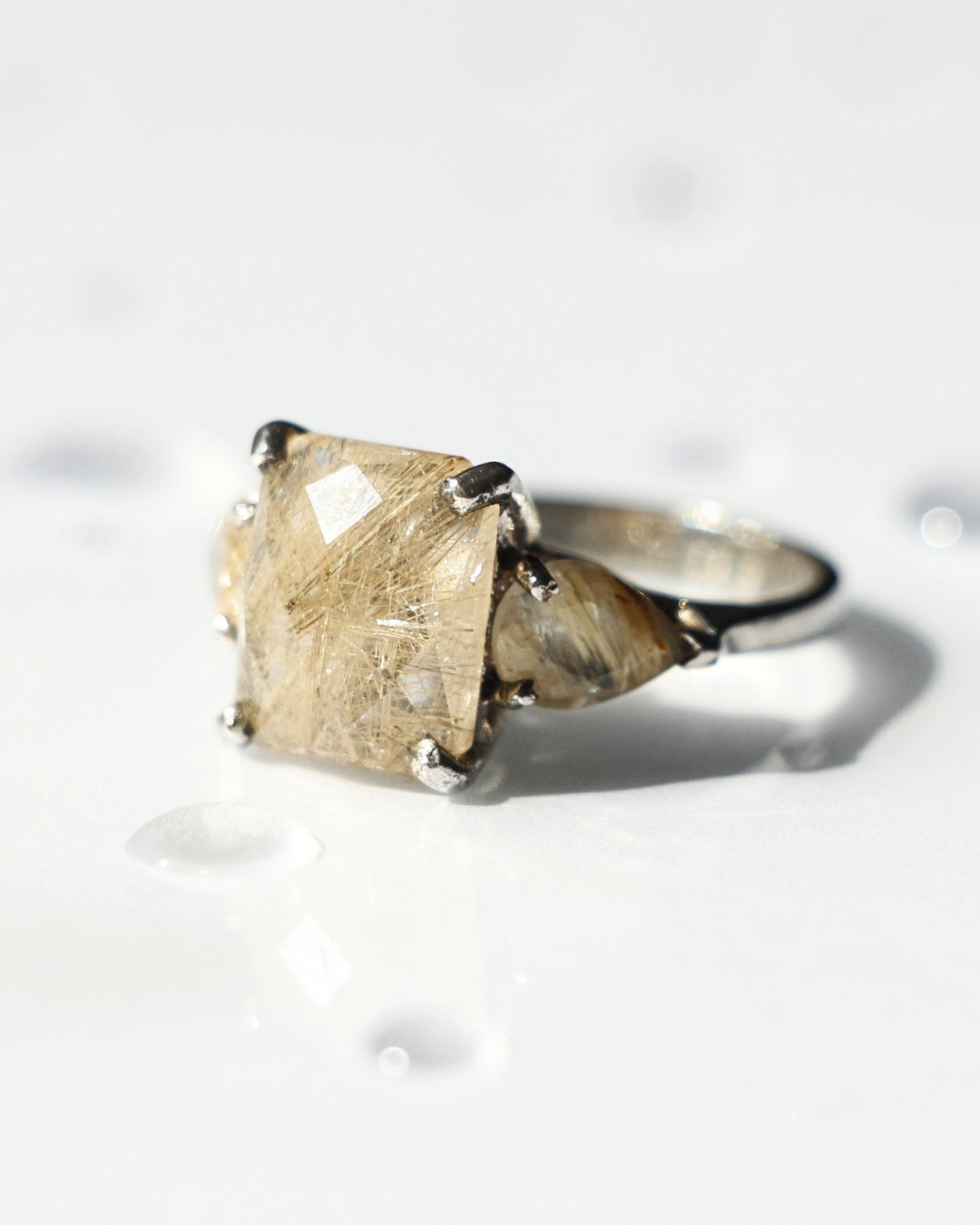 Golden Rutilated Quartz Ring