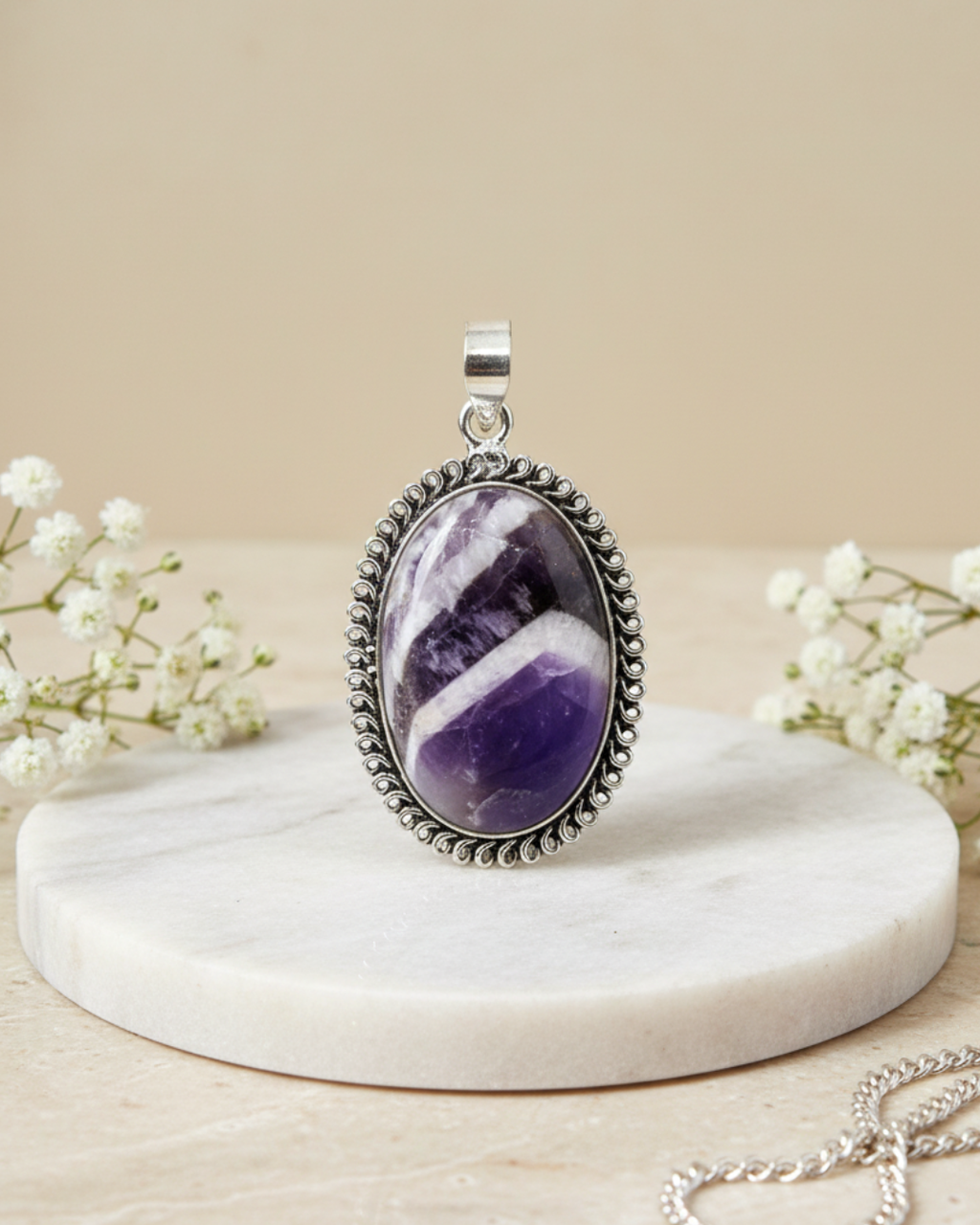 Chevron Amethyst Pendant