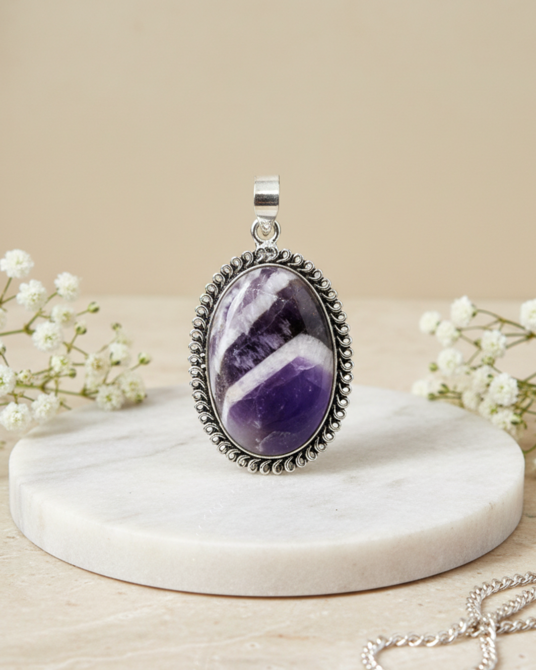 Chevron Amethyst Pendant