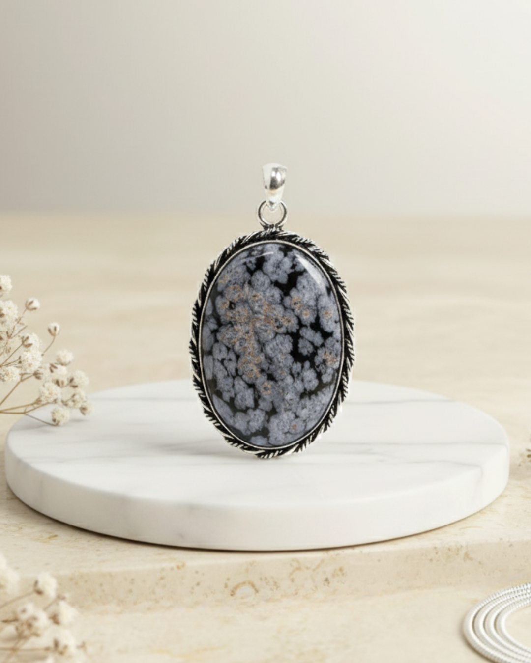 Snowflake Obsidian Pendant
