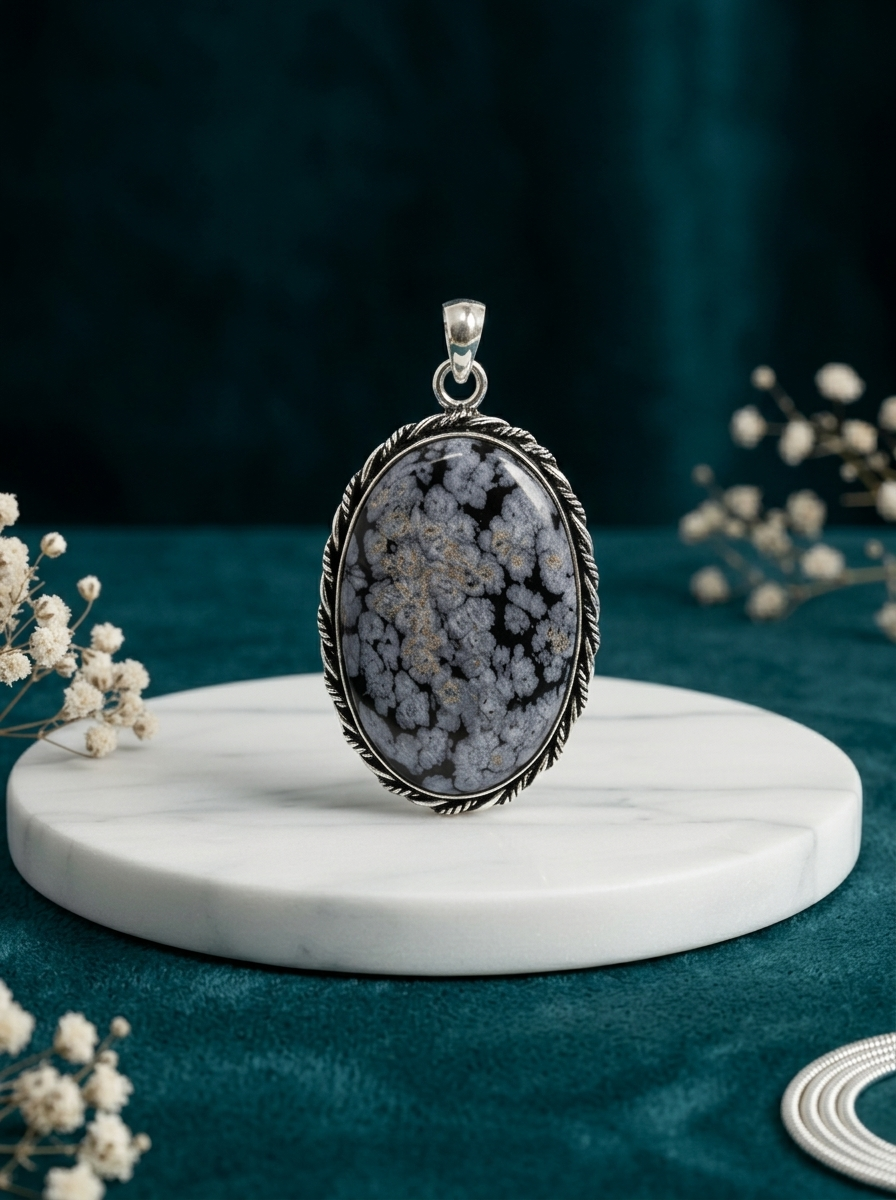 Snowflake Obsidian Pendant