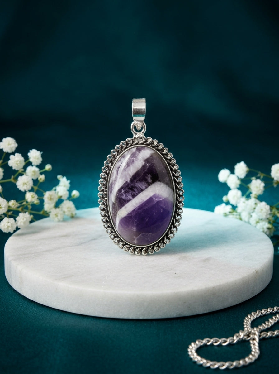 Chevron Amethyst Pendant